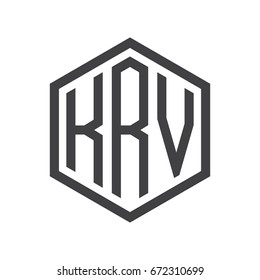 three-letter initials hexagon logo black