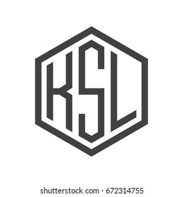 three-letter initials hexagon logo black