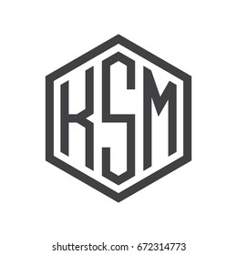 three-letter initials hexagon logo black