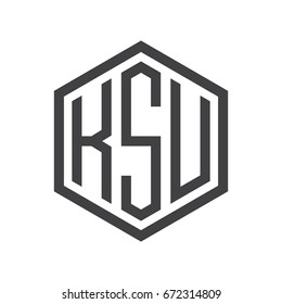 three-letter initials hexagon logo black
