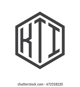 three-letter initials hexagon logo black