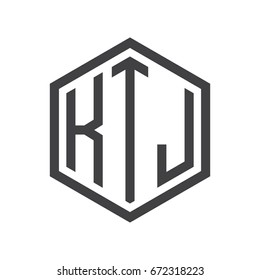 three-letter initials hexagon logo black