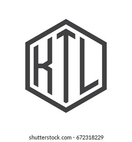 three-letter initials hexagon logo black