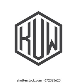 three-letter initials hexagon logo black