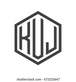 three-letter initials hexagon logo black