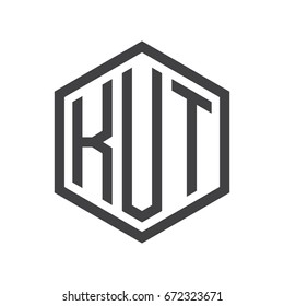 three-letter initials hexagon logo black