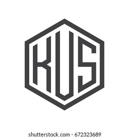 three-letter initials hexagon logo black
