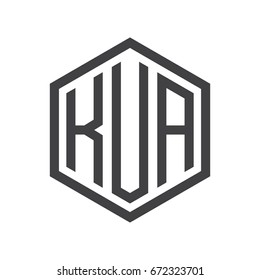 three-letter initials hexagon logo black