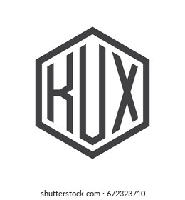 three-letter initials hexagon logo black
