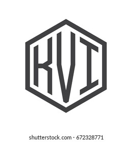 three-letter initials hexagon logo black
