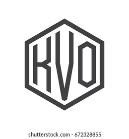 three-letter initials hexagon logo black