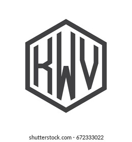 three-letter initials hexagon logo black