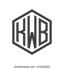 three-letter initials hexagon logo black