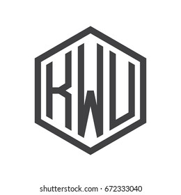 three-letter initials hexagon logo black