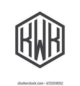 three-letter initials hexagon logo black