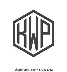 three-letter initials hexagon logo black
