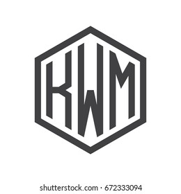 three-letter initials hexagon logo black