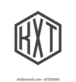 three-letter initials hexagon logo black