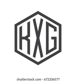 three-letter initials hexagon logo black
