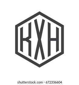 three-letter initials hexagon logo black