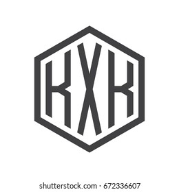 three-letter initials hexagon logo black