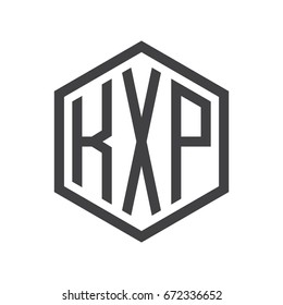 three-letter initials hexagon logo black