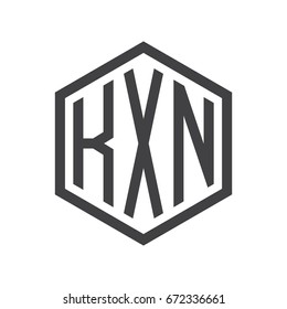 three-letter initials hexagon logo black