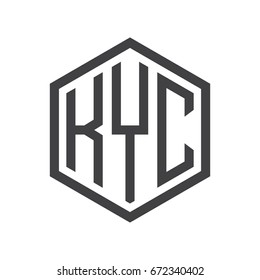 three-letter initials hexagon logo black
