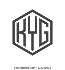 three-letter initials hexagon logo black