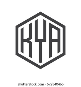 three-letter initials hexagon logo black