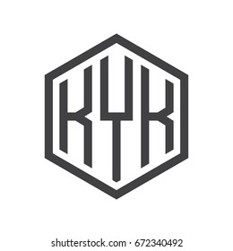 three-letter initials hexagon logo black