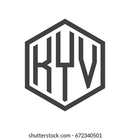 three-letter initials hexagon logo black