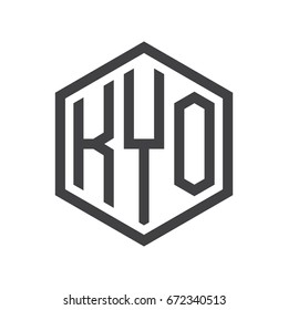 three-letter initials hexagon logo black