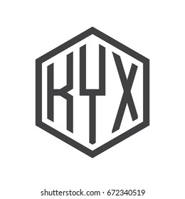 three-letter initials hexagon logo black