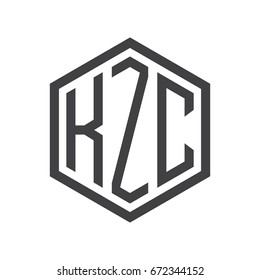 three-letter initials hexagon logo black