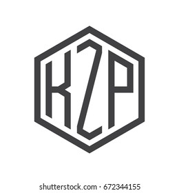three-letter initials hexagon logo black