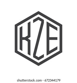 three-letter initials hexagon logo black