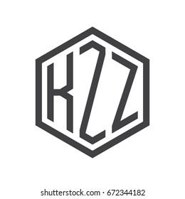 three-letter initials hexagon logo black