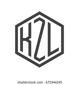 three-letter initials hexagon logo black