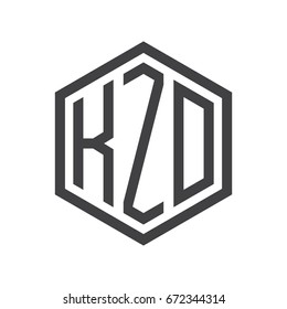 three-letter initials hexagon logo black