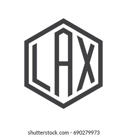 three-letter initials hexagon logo black