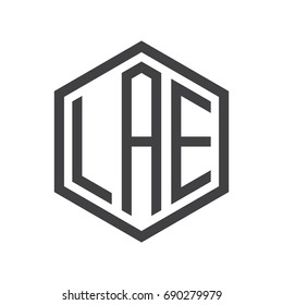 three-letter initials hexagon logo black