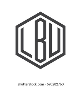 three-letter initials hexagon logo black
