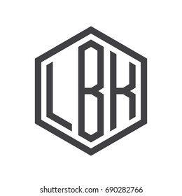 three-letter initials hexagon logo black