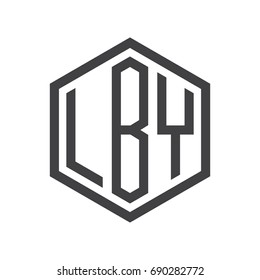 three-letter initials hexagon logo black