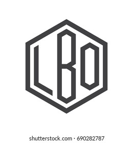 three-letter initials hexagon logo black