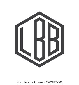 three-letter initials hexagon logo black