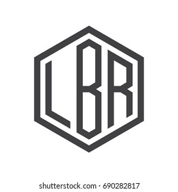 three-letter initials hexagon logo black