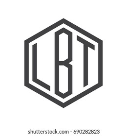 three-letter initials hexagon logo black