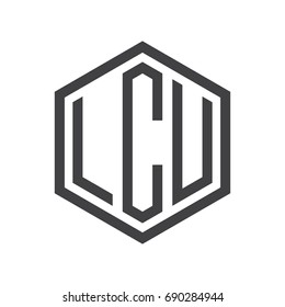 three-letter initials hexagon logo black